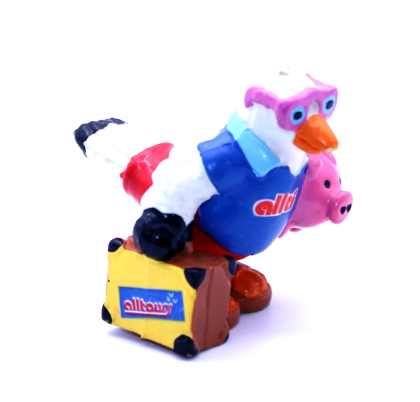 Alltours Werbe-Figur "Allti Reisevogel mit Koffer und Sparschwein" von Schleich